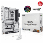 ASUS B850 MAX GAMING WIFI W, 4xDDR5, 3x M2, HDMI, DP, Type-C, Wi-Fi 6E, Bluetooth v5.3, AM5 Soket GAMING BEYAZ Anakart