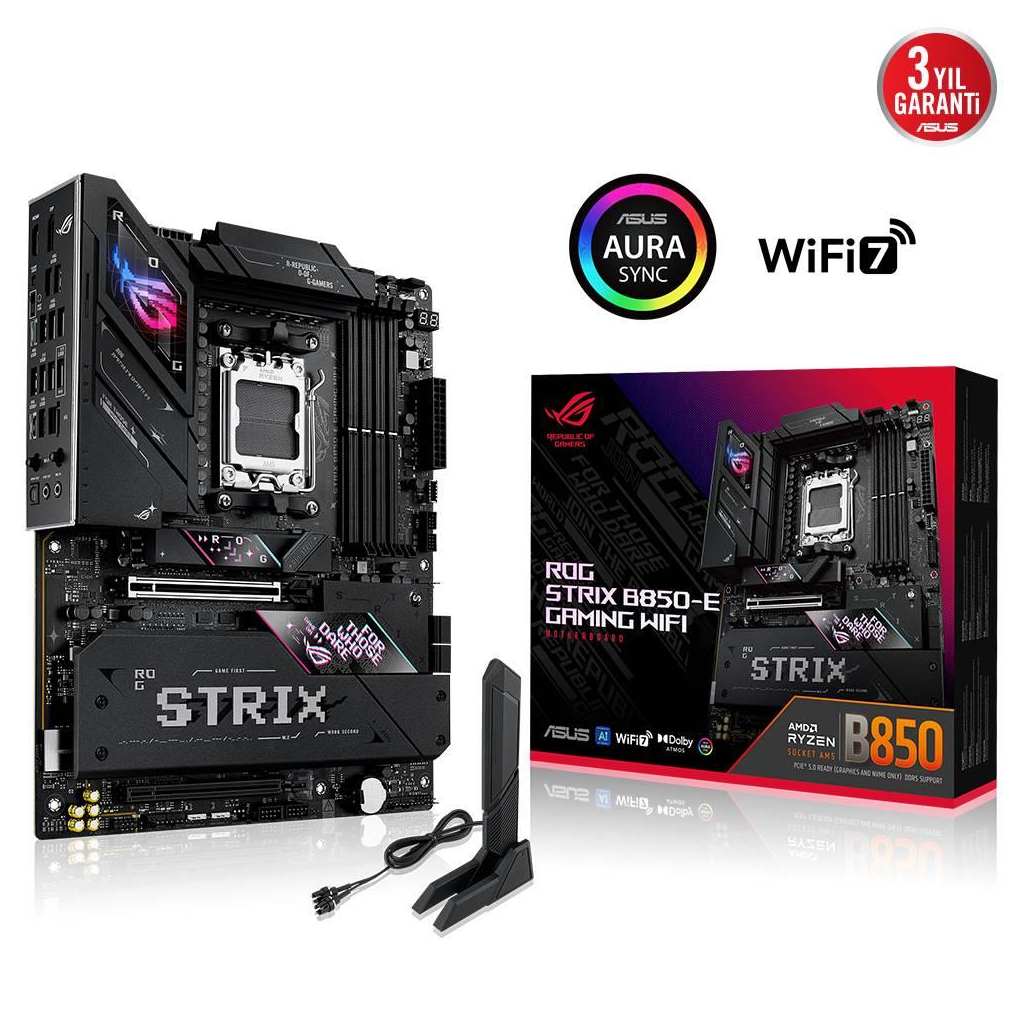 asus-rog-strix-b850-e-gaming-wifi-4xddr5-5x-m2-hdmi-dp-2xtype-c-wi-fi-7-bluetooth-v5-4-am5-s-64008.png ASUS ROG STRIX B850-E GAMING WIFI, 4xDDR5, 5x M2, HDMI, DP, 2xType-C, Wi-Fi 7, Bluetooth v5.4, AM5 Soket GAMING Anakart - Görsel 1
