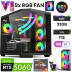 T52 Ryzen 7 5700X 32GB 1TB M.2 NVME RTX 5060 8GB 240MM Sıvı Soğutma Oyuncu Masaüstü Bilgisayarı