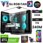 GTA6-A Ryzen 7 5700X 32GB 1TB M.2 NVME RTX 5060TI 16GB 240mm Sıvı Soğutma Oyuncu Masaüstü Bilgisayarı