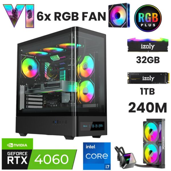 İzoly X10 i7 12700F 32GB DDR4 RAM 1TB Nvme M.2 SSD RTX4060 8GB 240MM Sıvı Soğutma Oyuncu OEM Paketi