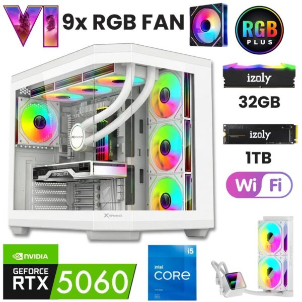 GTA 18X-White i5 14400F 32GB DDR5 1TB M.2 NVMe RTX 5060 8GB 240mm Sıvı Soğutma Oyuncu Masaüstü Bilgisayarı