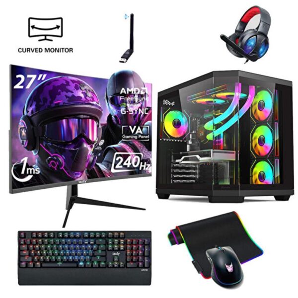 T52-Y Ryzen 7 5700X 32GB 1TB M.2 NVME RTX 5060 8GB 240mm Sıvı Soğutma 27" 2400HZ Oyuncu Masaüstü Bilgisayarı