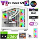T52-Y White Ryzen 7 5700X 32GB 1TB M.2 NVME RTX 5060 8GB 240mm Sıvı Soğutma 27" 2400HZ Oyuncu Masaüstü Bilgisayarı - Görsel 6