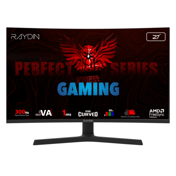 RAYDIN EG27RFA-300HZ, 27", 1ms, 300Hz, Full HD, 2xHDMI, DP, Hoparlör, VA LED, R1500 Curved, Yükseklik Ayarlı Ayak, Frameless, FreeSync Gaming Monitör