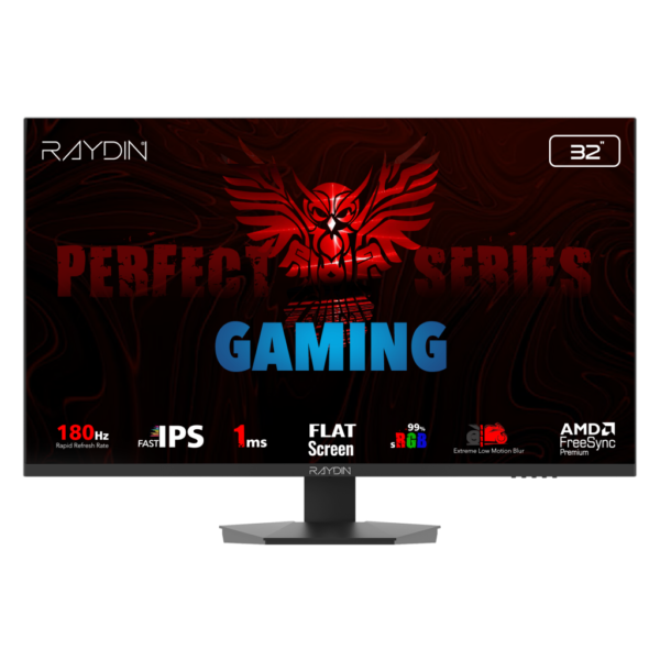 RAYDIN EG32EQI-180HZ, 31.5", 1ms, 180Hz, 2K Quad HD, 2xHDMI, DP, Hoparlör, IPS LED, Flat, Frameless, FreeSync Gaming Monitör
