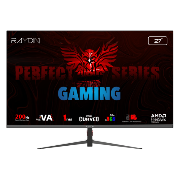 RAYDIN MM27RFA-200HZ, 27", 1ms, 200Hz, Full HD, 2xHDMI, DP, VA LED, R1500 Curved, Frameless, FreeSync Gaming Monitör