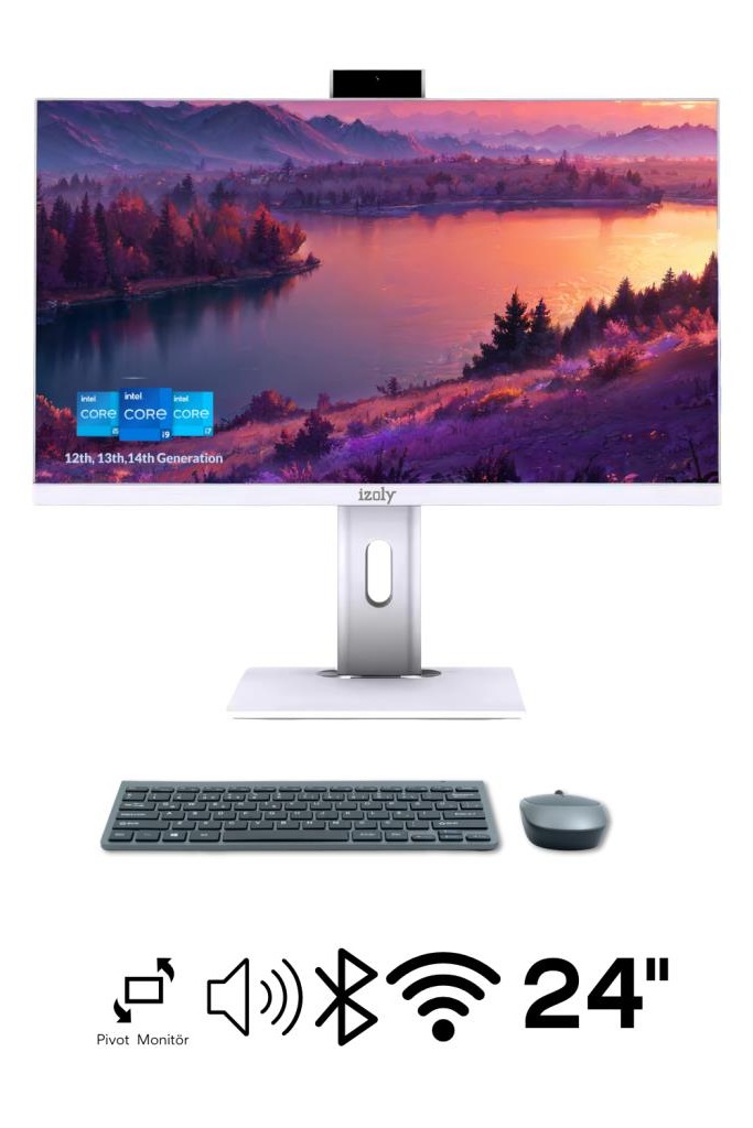 İzoly All in One PC 2026 modelleri 24 inç FHD pivot ekran