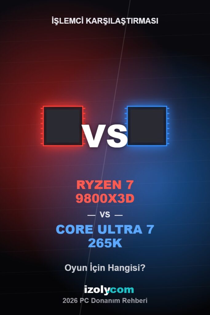 Ryzen 7 9800X3D vs Intel Core Ultra 7 265K işlemci karşılaştırması